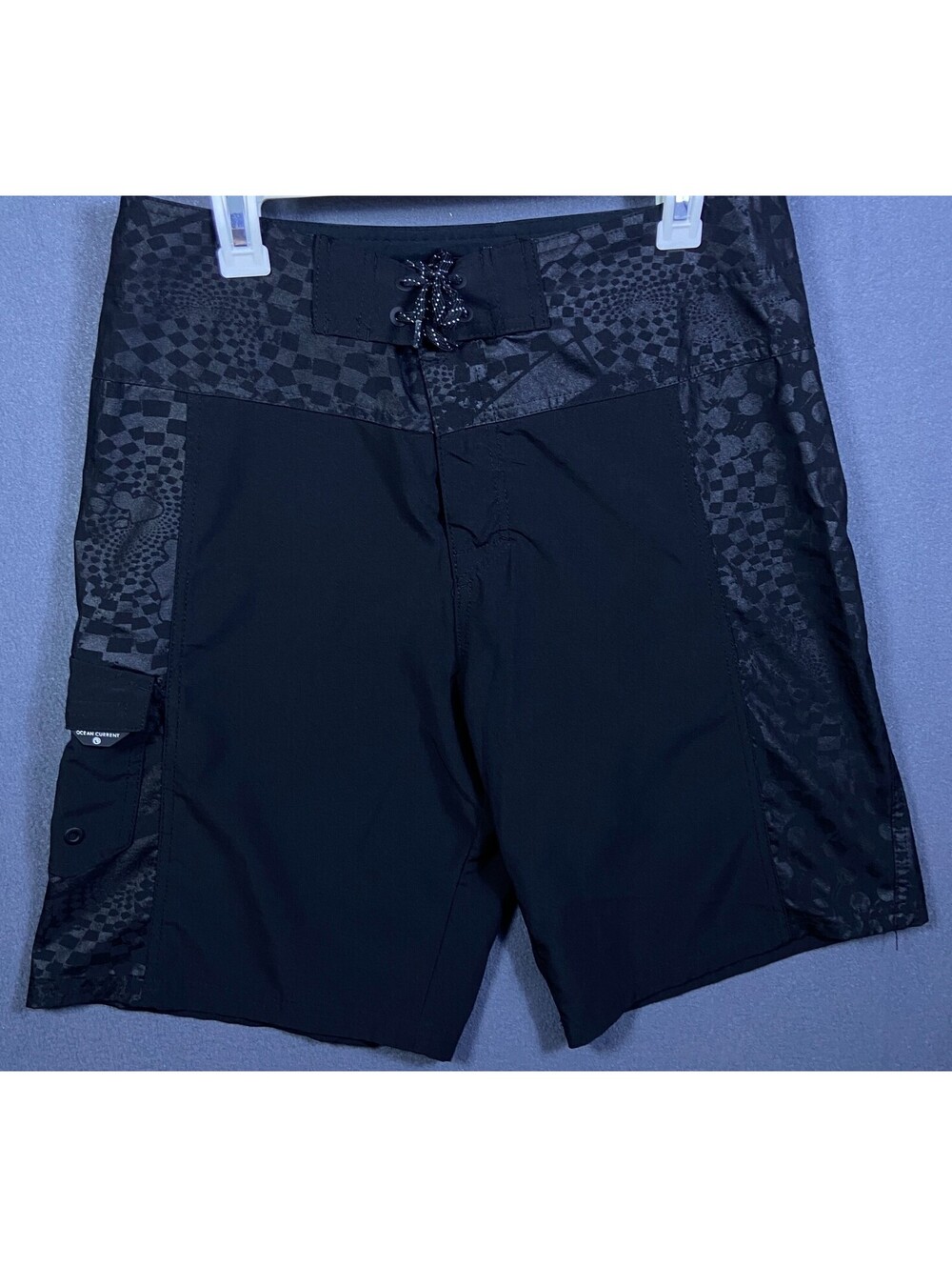 OCEAN CURRENT Men's Board Shorts Size 34 Pockets Black Outdoor Beach Surf EUC